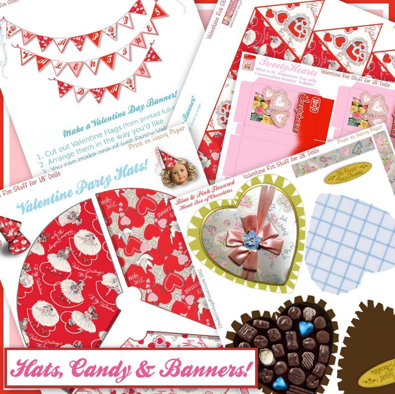 Doll-sized VALENTINES PDF for 7 to 9 inch Dolls Vintage Fun Stuff to make Ann Estelle Betsy McCall Riley Ginny Valentine Craft Print Out