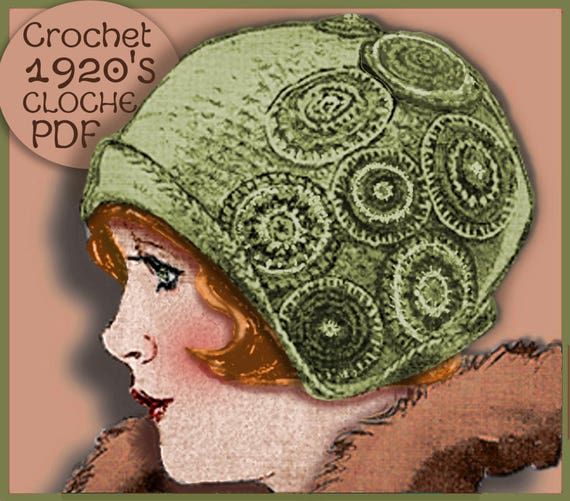 Stunning 20s Cloche Pdf 4 Crochet Hat Scarf Sets Vintage E Pattern Download Knit Scarves 1920 Hats Scarf Yo Yo Applique Brim Pattern Pdf - 