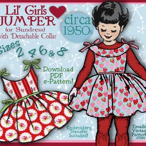 Girls Darlin' Winter JUMPER or SUNDRESS 1950s Vintage e-pattern 4 Sizes included - Sister Sets - Download Pdf