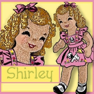 Crea un modello di bambola di stoffa SHIRLEY TEMPLE da 15" cucito vintage ePattern degli anni '40 così dolce