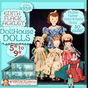 Make DOLLS Wired for Dollhouse 1930's Edith Flack Ackley Vintage E-Pattern PDF Download Sew Posable Miniature 5 to 9 cloth dolls image 7