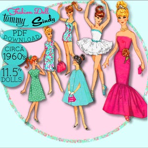 The BEST Teen Doll PDF Mermaid Prom Gown Cape Swim Suit Dress TuTu Ballerina 1960 vintage 5215 e-Pattern Fashion Doll 11.5 in Tammy Sindy