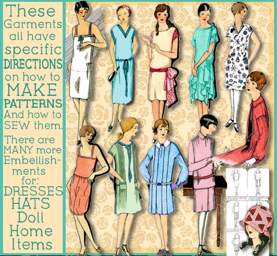 1920s Patterns – Vintage, Reproduction Sewing Patterns 1929 Dress Patterns - Sew 1920s Frocks - Easy - More Pdf e-Booklet - Easy ways to Pretty Frocks Downton Abbey frock dra $4.24 AT vintagedancer.com