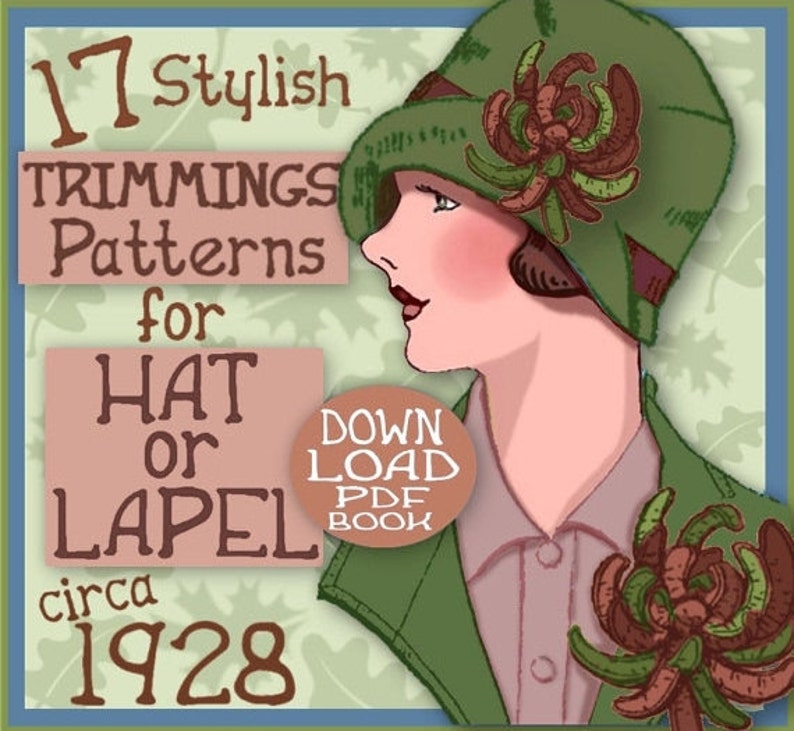 17 Art Deco 1920s Era TRIMMINGS for Hat and Lapel 1920s FLAPPER e-Pattern Pdf image 5