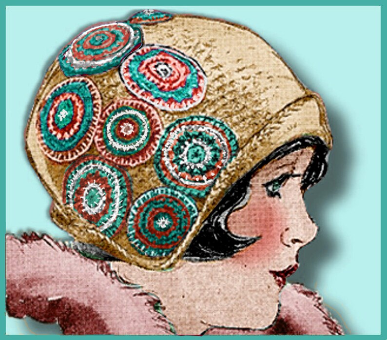 Crochet Sweet 20s Cloche 4 Hat And Scarf Sets Vintage E Pattern Download Knit Scarves 1920 Hats Scarf Yo Yo Applique Brim Pattern Pdf - 