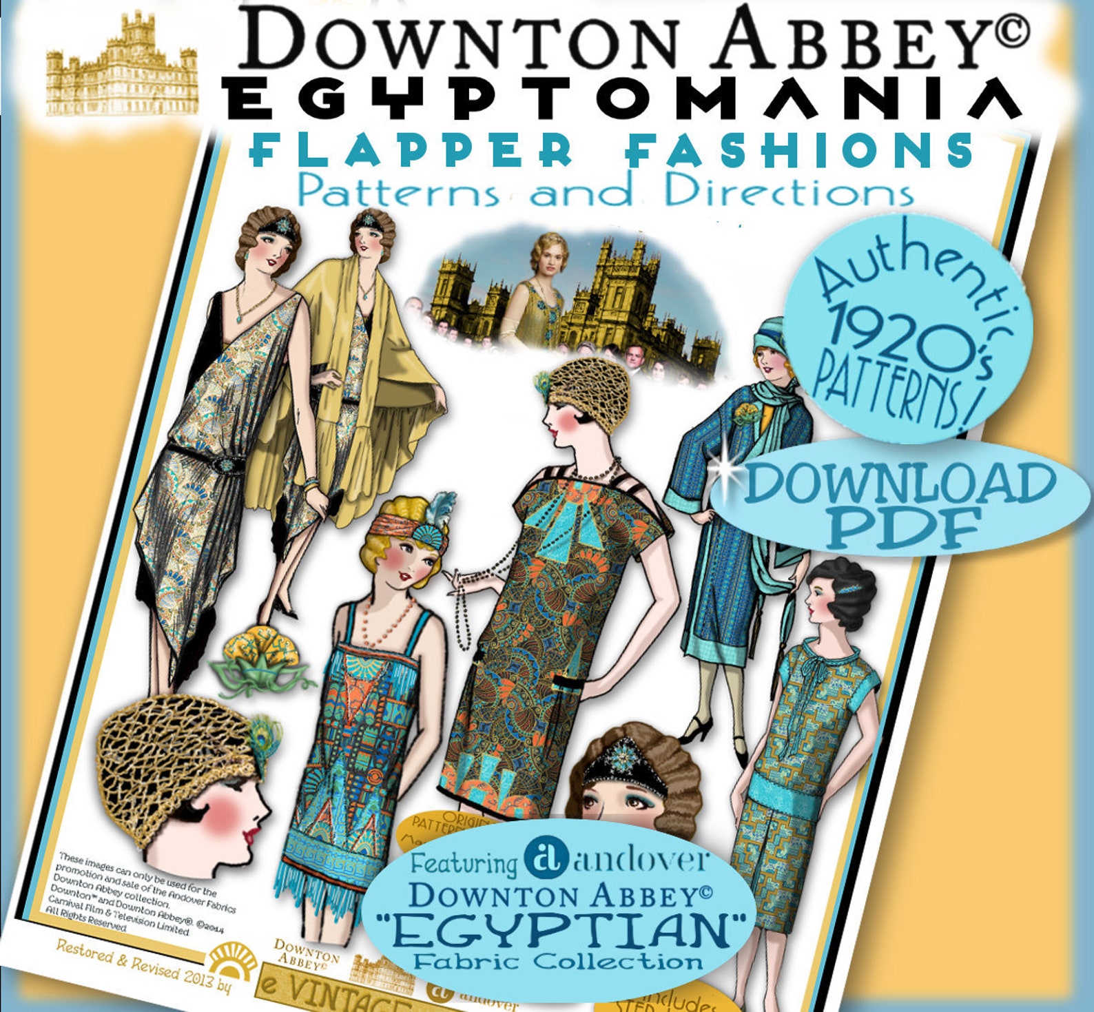 Flapper Patterns 20's Flapper PATTERNS Downton Abbey EGYPTIAN Andover's Fabric Pdf ...