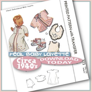 ¿Vintage REAL Baby's Layette 6 piezas Set ePattern alrededor de la década de 1940 vestido de bautizo? Descargar PDF