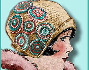 Süßer 1920er Crochet CLOCHE Mützen & Schal Set Hut Flapper Stricken Passende Schals Schals e-Pattern Pdf