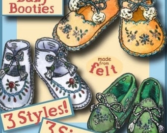 1940s FELT Baby to Toddler Booties Moccasin Style e-Pattern 3 SIZES