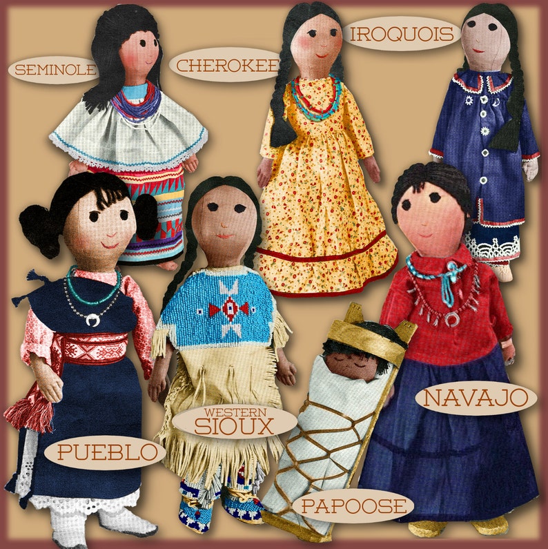 Sew Cute Dolls Native American Indian Dolls Cloth 7 Dolls Etsy