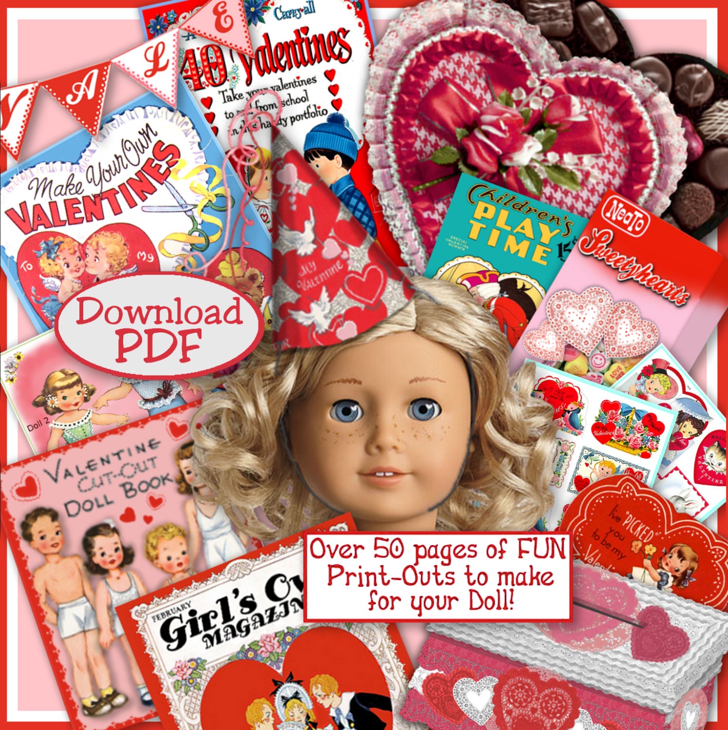 American Girl Doll VALENTINES  over 50 pages of Vintage Fun Stuff to …