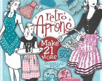 Make 21 MORE Retro Aprons Vintage Pattern Patterns  e-Booklet PDF