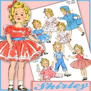 Make your 12" SHIRLEY Temple a whole new  40's-50's Wardrobe  7 Outfits epattern Pdf