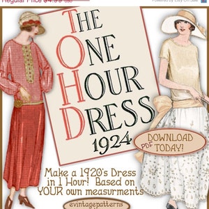 1920's 1 HOUR Dress -Make Your own frock patterns like Downton Abbey- Sew Vintage FLAPPER e-booklet pdf A