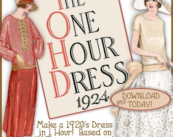 1920's 1 HOUR Dress -Make Your own frock patterns like Downton Abbey- Sew Vintage FLAPPER e-booklet pdf A