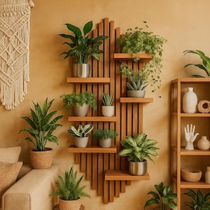 Einzigartige Holzregale für Wandregale. Wall Planter / schwimmende Regale-Fügen Sie natürliche Harmonie zu Ihrem Zuhause Handgefertigte Möbel, Holzregale.