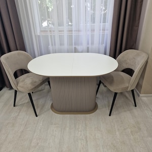Modern Oval Folding Dining Table, Sleek HPL Top