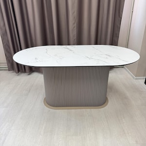 Modern Folding Dining Table, Oval Design in Innovative HPL