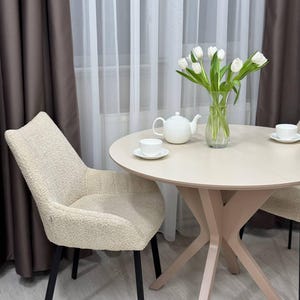 Round Folding Dining Table: Scratch-Resistant HPL Top, Solid Ash Base