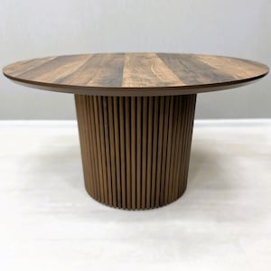 Handmade Round Wood Dining Table: Modern Art Deco HPL Table