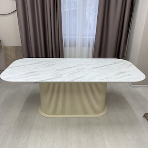 Stylish Oval Folding Table for Dining Room or Kitchen, HPL Table Top