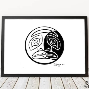 Moon - Pen & Ink Art Print - Northwest Coast Style Artwork