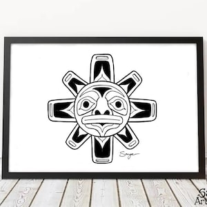 SUN - Pen & Ink Art Print - Northwest Coast Style Artwork