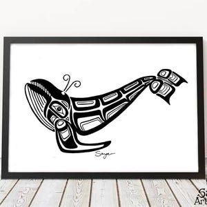 Humpback Whale - Pen & Ink Art Print - Northwest Coast Style Artwork
