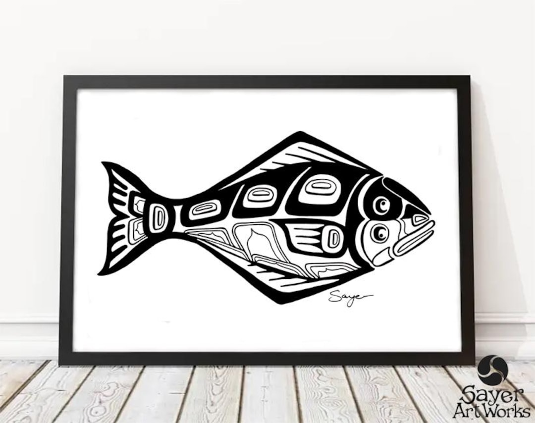 Halibut - Pen & Ink Art Print - Northwest Coast Style Artwork - Etsy