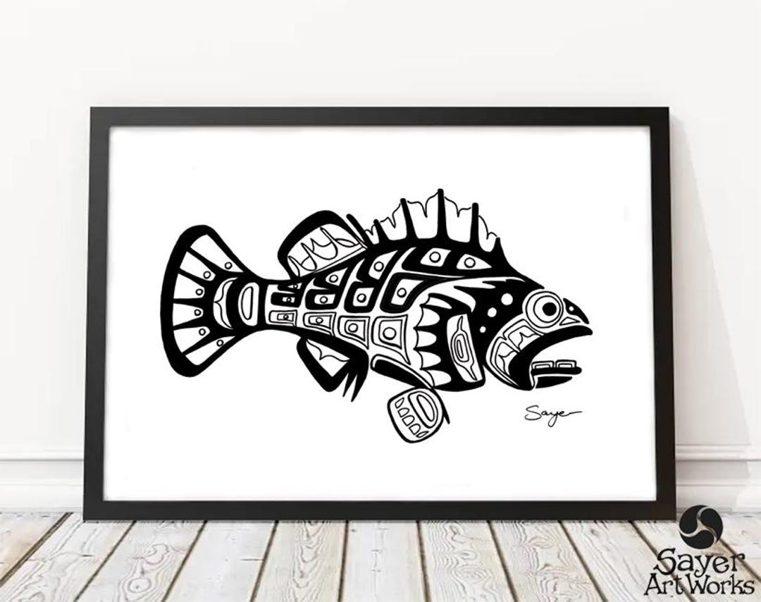 Rockfish - Pen & Ink Art Print - Northwest Coast Style Artwork - Etsy