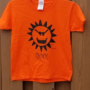CoolRays Kids Halloween Boo Tee Shirt, Youth Short-Sleeved Halloween Shirt, Trick or Treat t-shirt, Pumpkin Sun Kids Shirt image 2