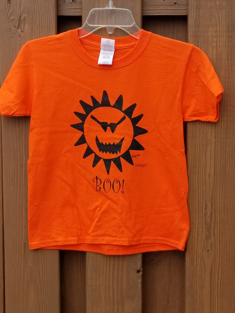 CoolRays Kids Halloween Boo Tee Shirt, Youth Short-Sleeved Halloween Shirt, Trick or Treat t-shirt, Pumpkin Sun Kids Shirt image 2
