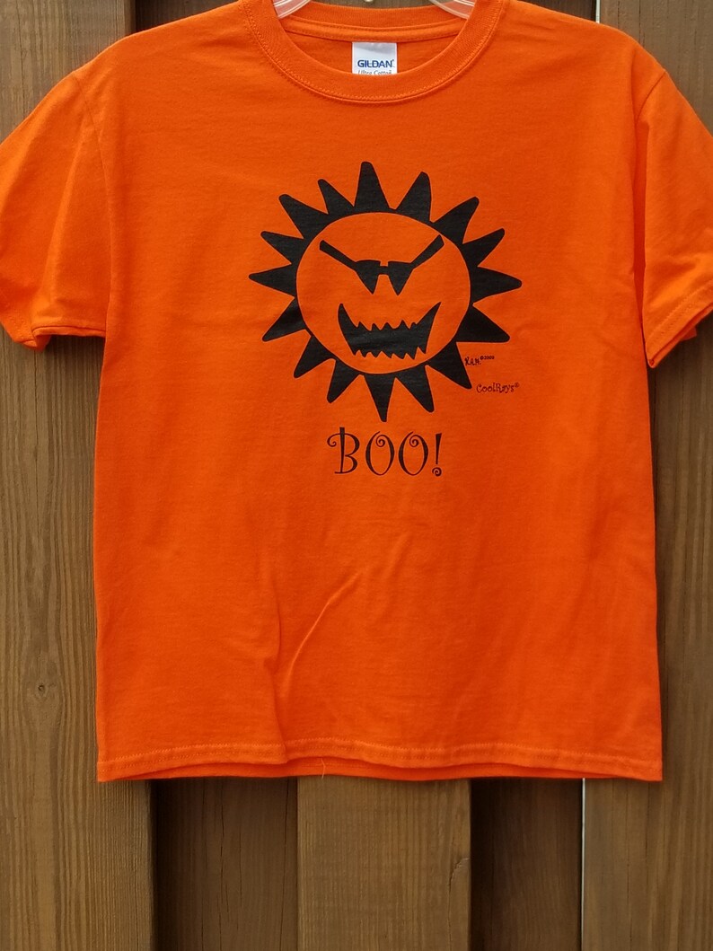 CoolRays Kids Halloween Boo Tee Shirt, Youth Short-Sleeved Halloween Shirt, Trick or Treat t-shirt, Pumpkin Sun Kids Shirt image 4