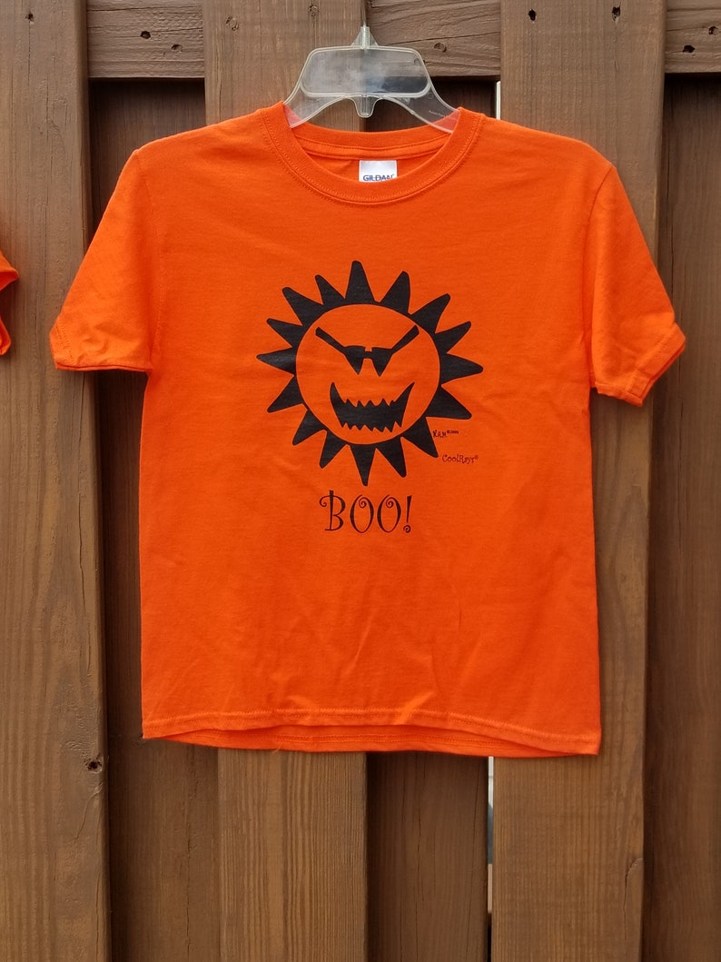 CoolRays Kids Halloween Boo Tee Shirt, Youth Short-Sleeved Halloween Shirt, Trick or Treat t-shirt, Pumpkin Sun Kids Shirt image 3