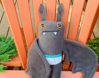 Flasher Bat Plush bat in tiny tighty whities - Orange eyes, Made to Order