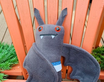Flasher Bat Plush bat in tiny tighty whities - Red eyes, Made to Order