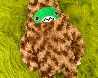 Woolly Sasquatch Handmade Plush...Monster stuffed animal... caramel & green