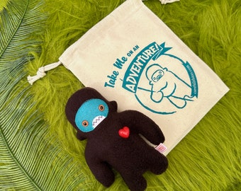 Travel adventure monster friend! Mini sasquatch plush -brown & teal