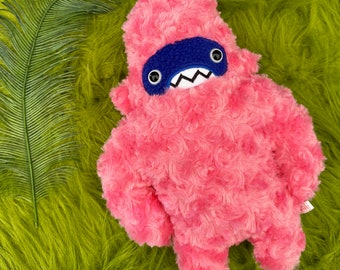 Woolly Sasquatch Handmade Plush...Monster stuffed animal... pink & blue