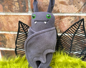 Flasher Bat Plush bat in tiny tighty whities - Green eyes, Made to Order