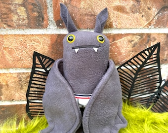 Flasher Bat Plush bat in tiny tighty whities - Yellow eyes, Made to Order