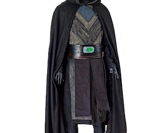 Kostium cosplay Baylana Skolla, skórzana kamizelka Jedi, szata, strój z paskiem