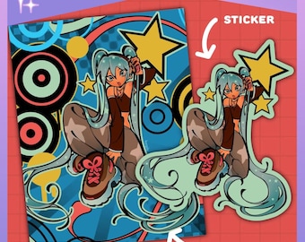 Metro Aero Hatsune Miku Sticker & Mini Print (4"x6") | Y2K, 2000's, Aesthetic, Webcore, Vocaloid