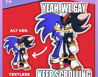 Sonic & Shadow Gay Sticker | Sonadow, Chaos Emerald, Yaoi