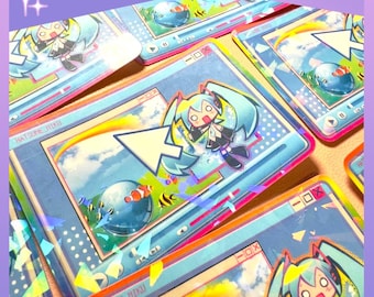 Frutiger Aero Hatsune Miku Holographic Sticker | Y2K, 2000's, Aesthetic, Webcore, Vocaloid