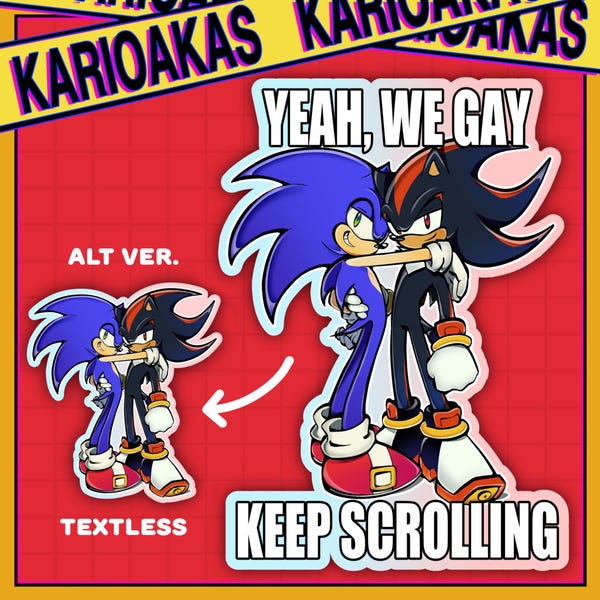 Sonic & Shadow Gay Sticker | Sonadow, Chaos Emerald, Yaoi