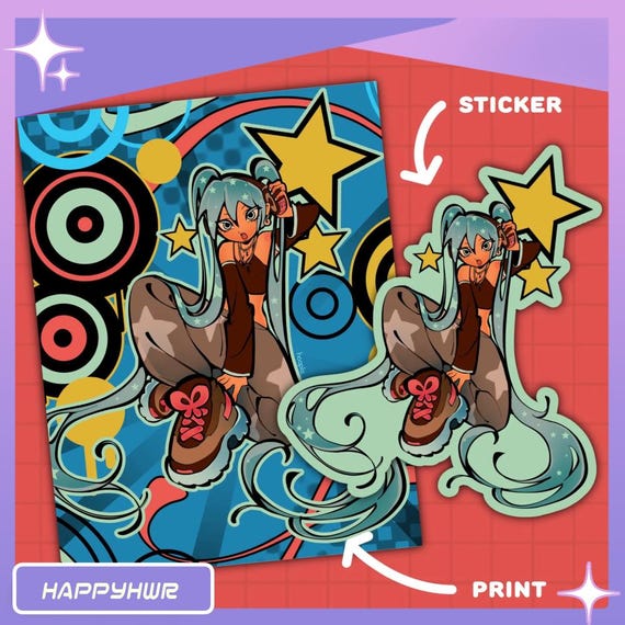 Metro Aero Hatsune Miku Sticker & Mini Print (4"x6") | Y2K, 2000's, Aesthetic, Webcore, Vocaloid