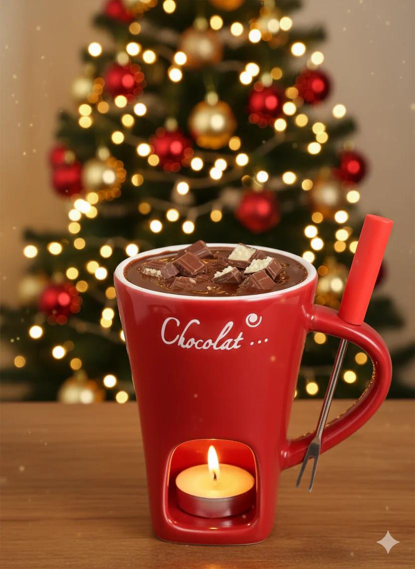 Personal Honeydak Chocolate With Fork And Candle Zambia Fondue Mug