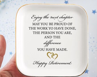 Happy Retirement Ceramic Ring Dish, Jewelry Organizer, Coworker Gift