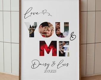 Personalized Couple Photo Collage Print, You & Me Love Wall Art (Digital Download)
